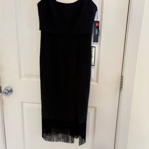 SALE! 🔥 NWT- Strapless Black Fringe cocktail Dress, 8, MSRP: $220
